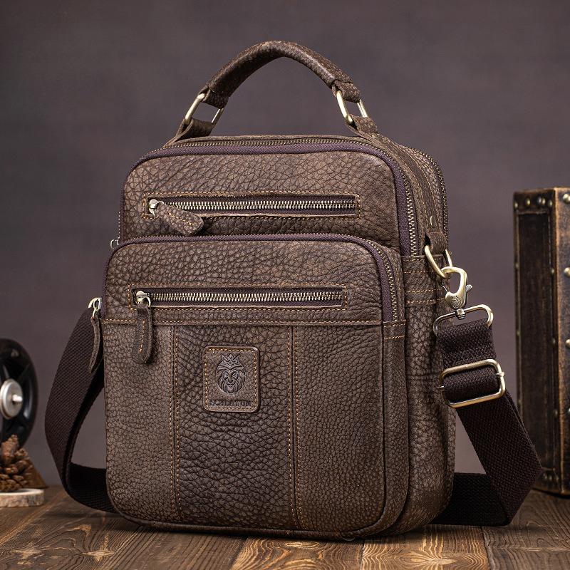 Cowhide Single-shoulder Bag, Retro Genuine Leather Crossbody Bag, Large-capacity Men's Handbag