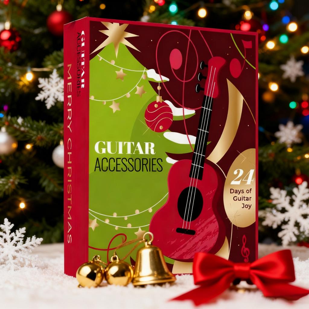 Calendários do Advento 2025, Calendário de Contagem Regressiva de Natal para Guitarrista com 22 Palhetas e Porta-Palhetas, Presente para Amante de Música de Baixo, Ukulele