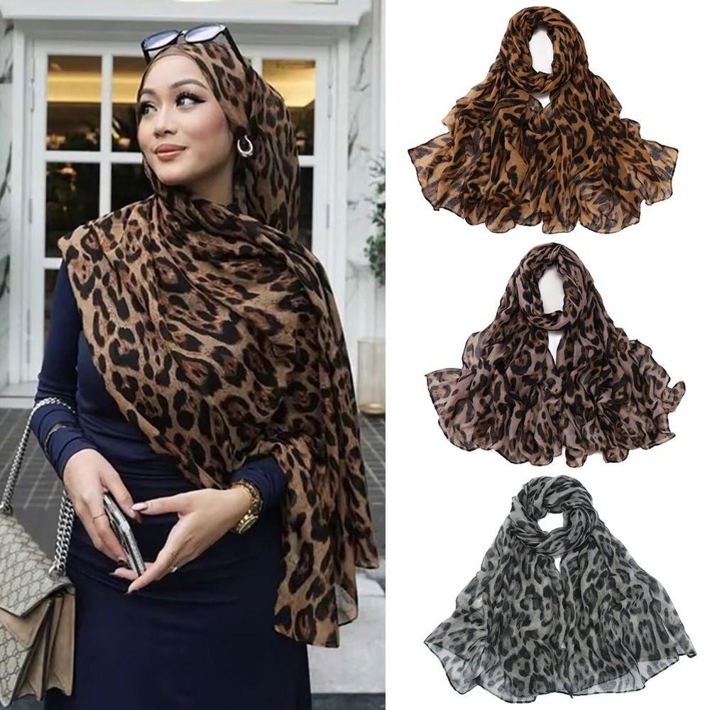 Spring And Summer Women Fashion Soft Leopard Print Scarf Thin Long Femme Headband Woman Hijab Scarves Scarf