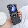 For Samsung Galaxy Z Flip7 FE 5G/Z Flip6 5G Feather Pattern PU Leather Coated PC Phone Cover with Ring Kickstand
