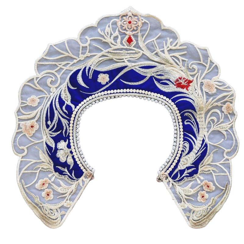 

Hanfu Collar False Collar Yunjian Embroidery Lace Studded Detachable Collar Traditional Chinese Hanfu Accessories 1