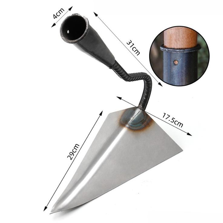 Thickened Manganese Steel Integrated Triangular Pointed Hoe, Multifunctional Ditching Ridging Farm Hoe, Soil Turning & Loosening Agricultural Tools