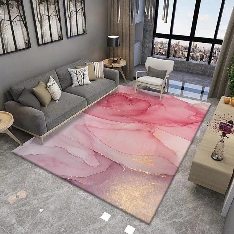 Ink Painting Carpet Marble Anti Slip Carpet Abstract Flow Black and White Gradient Texture Modern Living Room and Bedroom Carpet