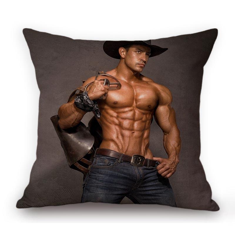 Sexy Hunk Jock Man Gladitor Hot Male Model Muscle Album Boyfriend Cotton Linen Home Decoration Sofa Pillow Case Cushion Cover