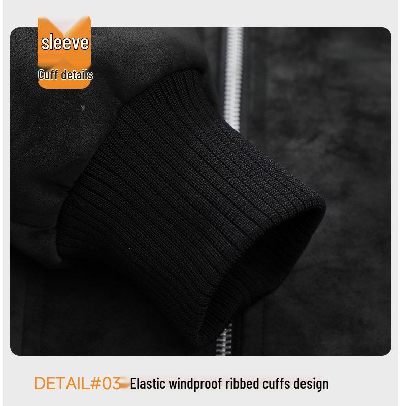 Men's Plus Size Fleece Lined Leather Baseball Jacket