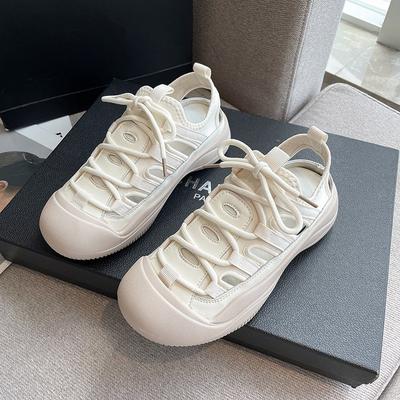 Baotou Sports Sandals Women's Summer 2025 New Casual Hollow White Shoes Roman Platform Beach Sandals
