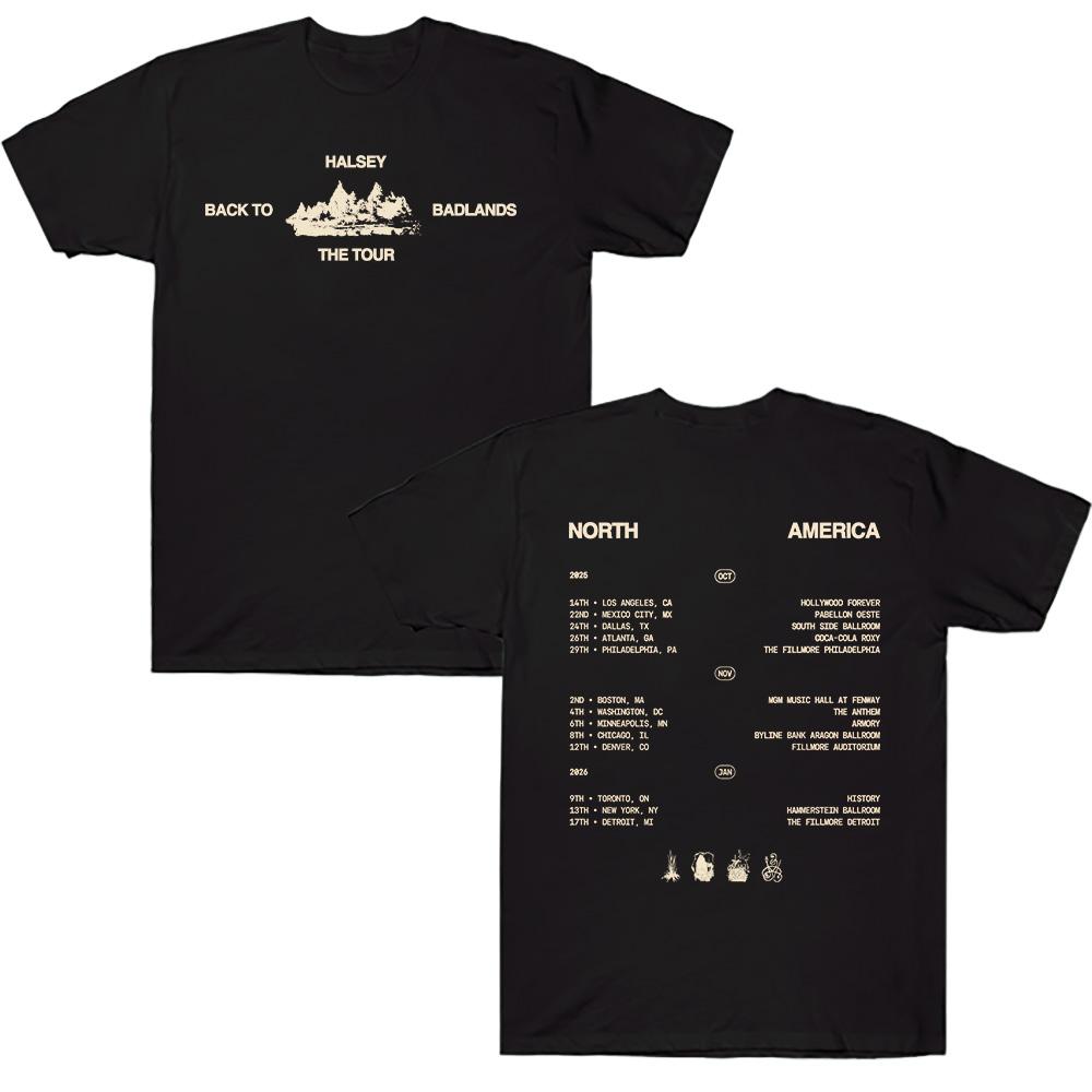 

Halsey Back To Badlands The Tour T Shirts Unisex Harajuku O-Neck Short Sleeve Popular Music Shirts Fans Gift Top Cotton Clothing XS