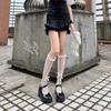 Black Over-the-Knee Lace Socks with Tie-Up Straps