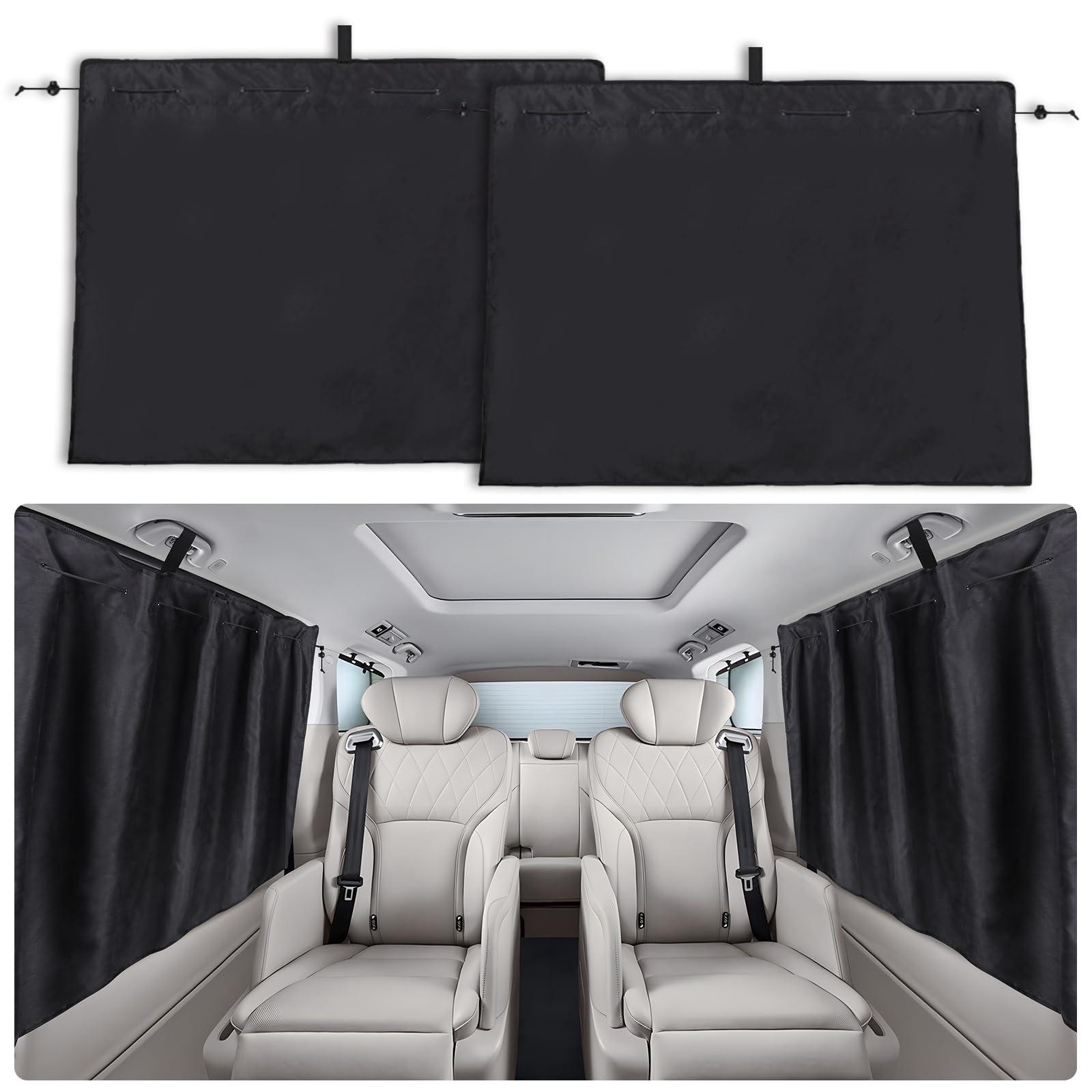 

ZATOOTO Car Curtains, Suede Side Curtains, for Overnight Stays in Car, Sunshade, UV Protection, Easy Opening and Closing, Improves Air Conditioning Ef
