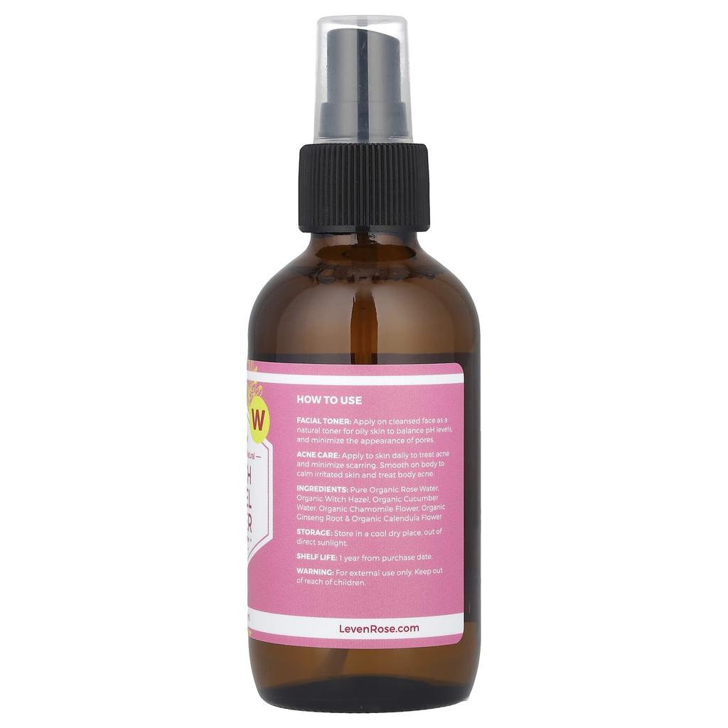 100% Organic & Natural, Witch Hazel Toner, 118Ml(4Fl Oz)