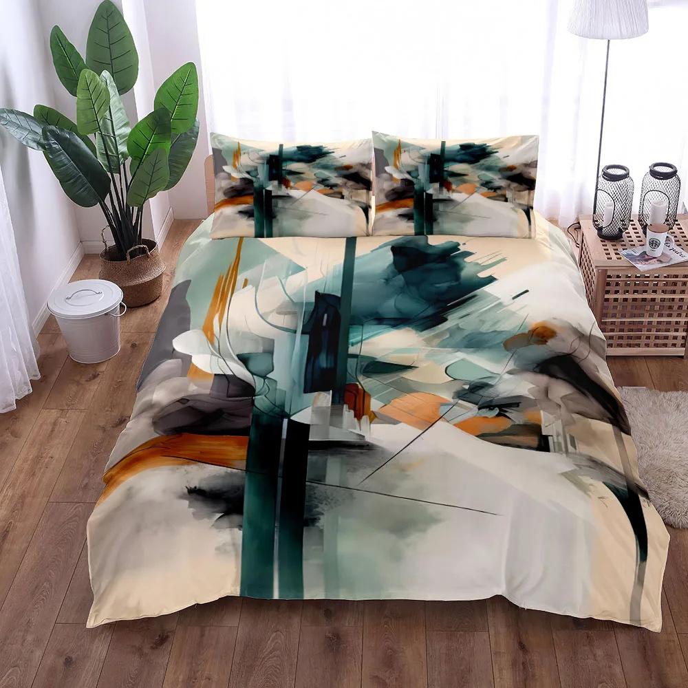 

Liquid Leaf Pattern Duvet Cover Set 3D Digital Printing Quilt Cover Bedding Three-Piece Set Fashion Design 135 * 200 (two-piece set)