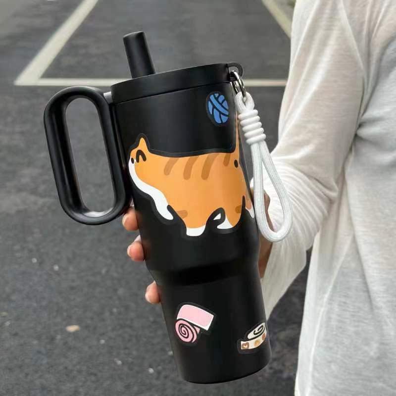 Twilight Ice Shield Insulated Cup, Large Capacity Stainless Steel Water Bottle for Men and Women, Customizable Design.