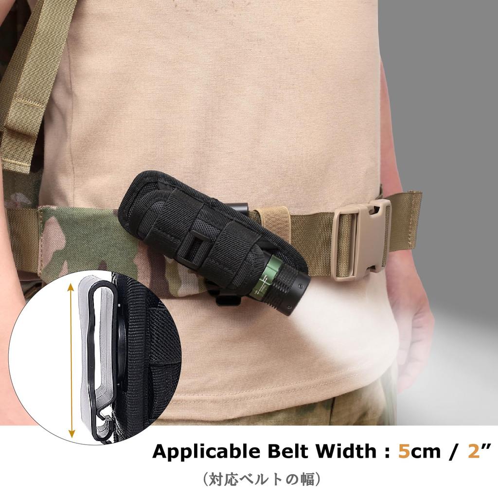 YAPJEB Light Pouch Molle Light Case Molle Flashlight Holder Belt Light Holster EDC Pouch Military Tactical Flashlight Pouch Backpack Accessory (01