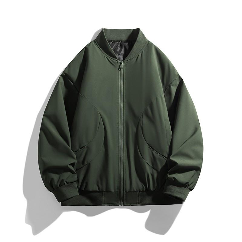 Mens Winter Thickened Cotton Puffer Jacket Stand Collar Zip Front Casual Oversized Baseball Style