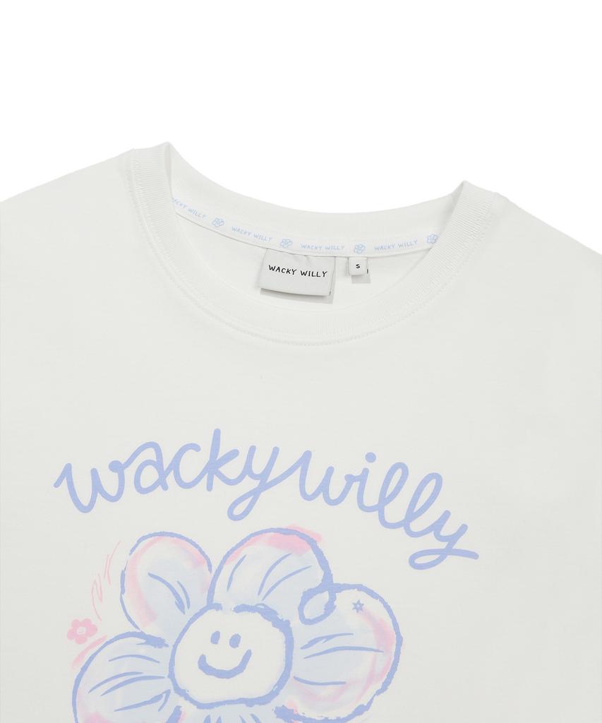 WACKY WILLY [26Ss] Women'S Big Lily Graphic Short Sleeve T-Shirt White