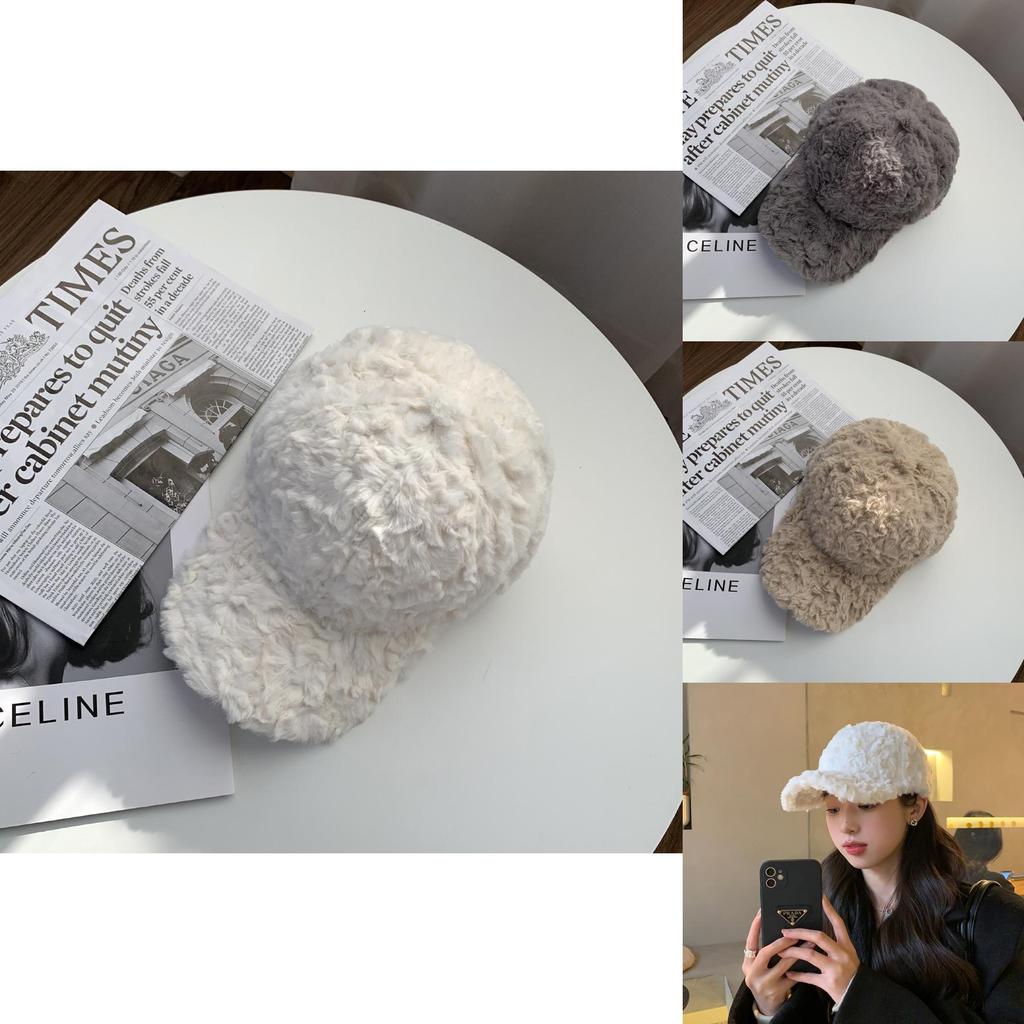 Luxurious Winter Thickened Faux Rabbit Fur Baseball Cap For Women Warm And Stylish