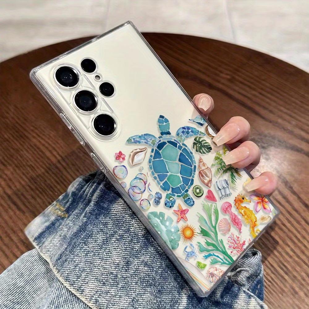 Hot-selling high-transparency watercolor marine turtle UV painting printing Samsung S25 mobile phone case anti-fingerprint case