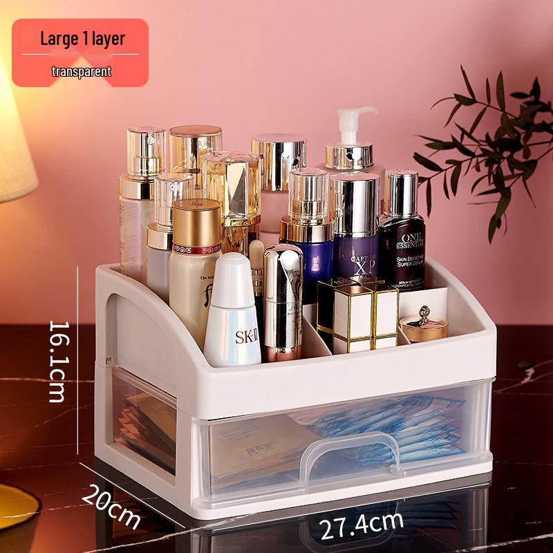 Large Capacity Desktop Cosmetic Storage Box with Drawers for Skincare and Lipstick