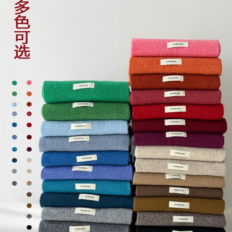 Versatile 100% Pure Wool Scarf Winter Warm Knit Neck Warmer Women