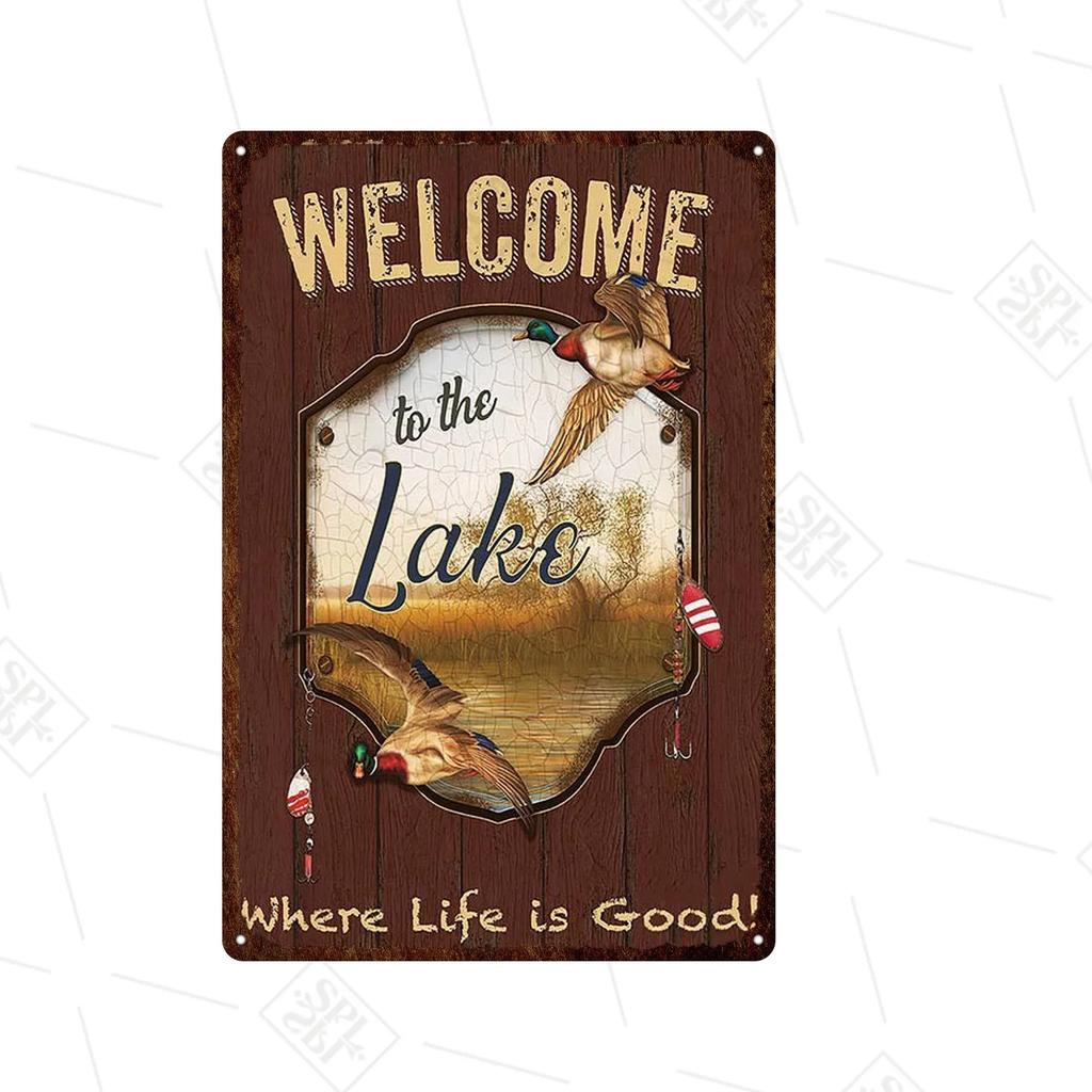 Animal Metal Sign Vintage Forest Park Doorplate Cat Bird Metal Tin Plate Fishing Plaque Bar Wall Sticker Farm Home Decoration