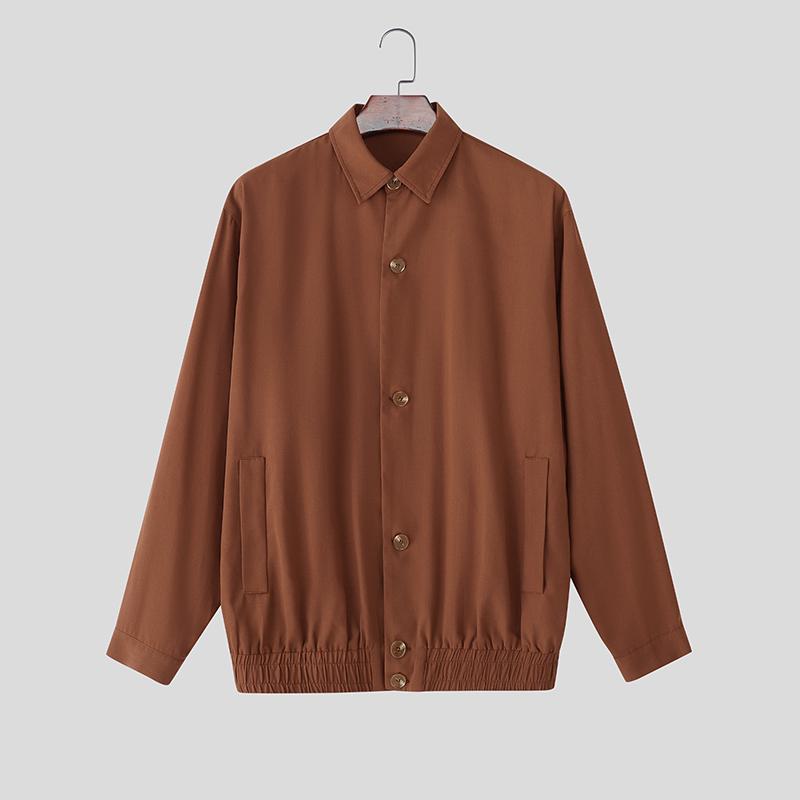 INCERUN Spring Men Lapel Neck Long Sleeve Buttons Casual Loose Thin Jackets Coats
