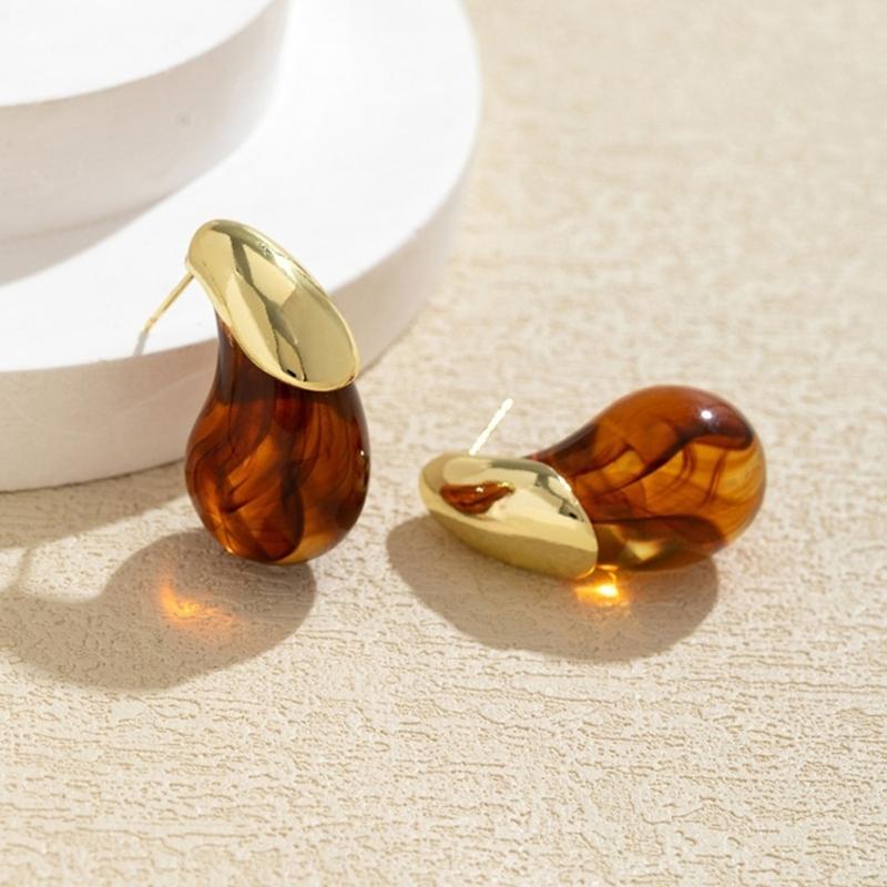 Versatile Clear Resin Drop Earrings Alloy Base Portable Designs for Everyday Jewelry Wear