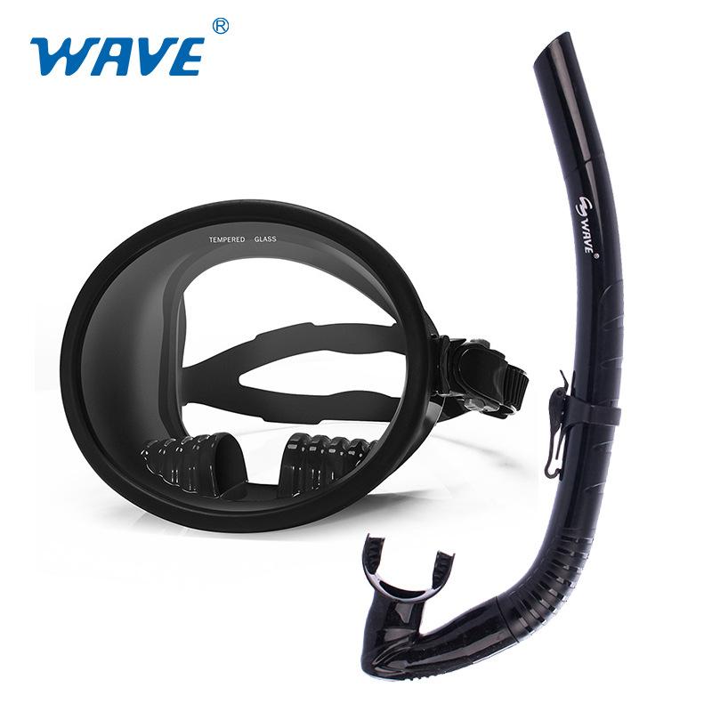 

WAVE Маска с зеркалом на водной поверхности, панорамное зеркало для дайвинга с широким углом обзора, противотуманная силиконовая водонепроницаемая маска для подводного плавания с маской и трубкой, закаленное стекло