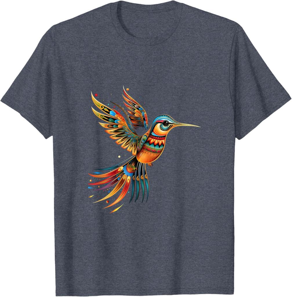 Hummingbird Indian Tribal Art Indian Indigenous TShirt Vintage Cotton Casual Graphic T Shirts Gifts for Unisex Camisas Streetwear