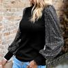 Women's Half Turtleneck Long-sleeved Sequined Patchwork Knitted Top