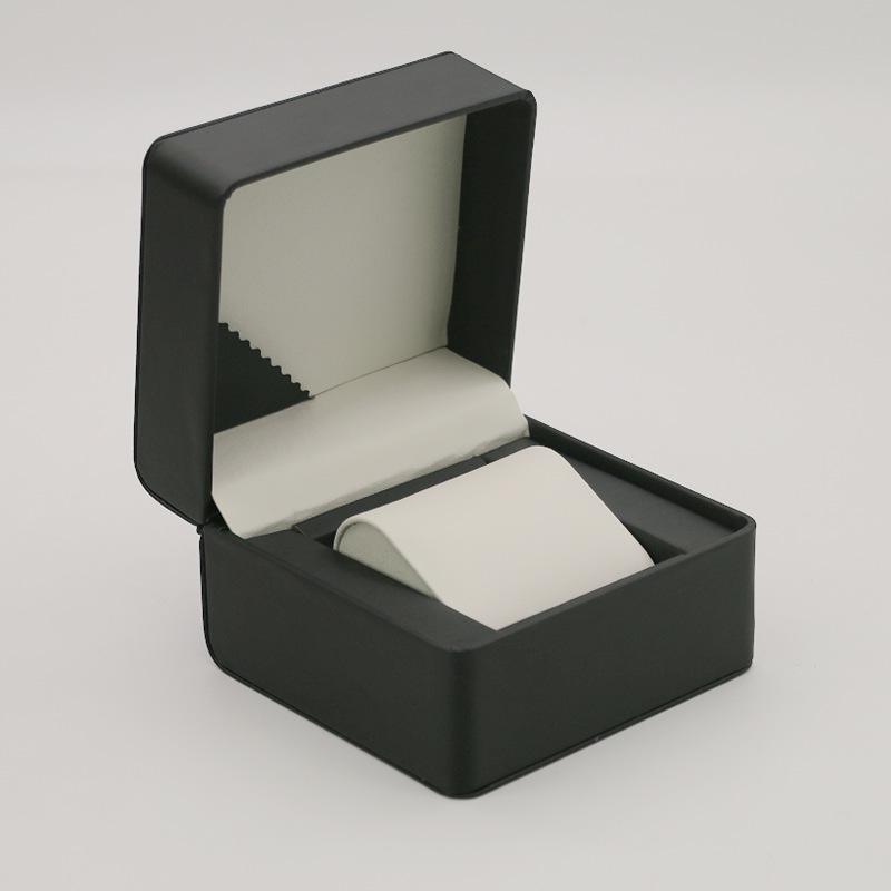 Rounded Corner PU Leather Single Watch Storage Box with Threaded Flip Cover