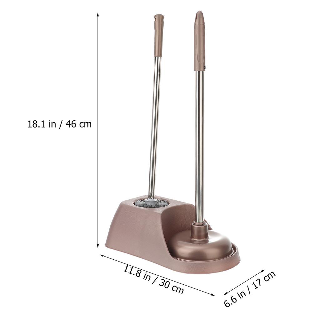 1Set Toilet Brush and Plunger with Holder Powerful Bathroom Cleaning Set Soft Non Scratch Bristles Compact Light Weight Easy