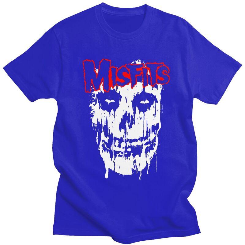 Custom Male Horror Punk Rock Misfits Skull T Shirt Short Sleeve Cotton Tshirt Classic Tshirt Leisure Tees Loose Fit Clothes