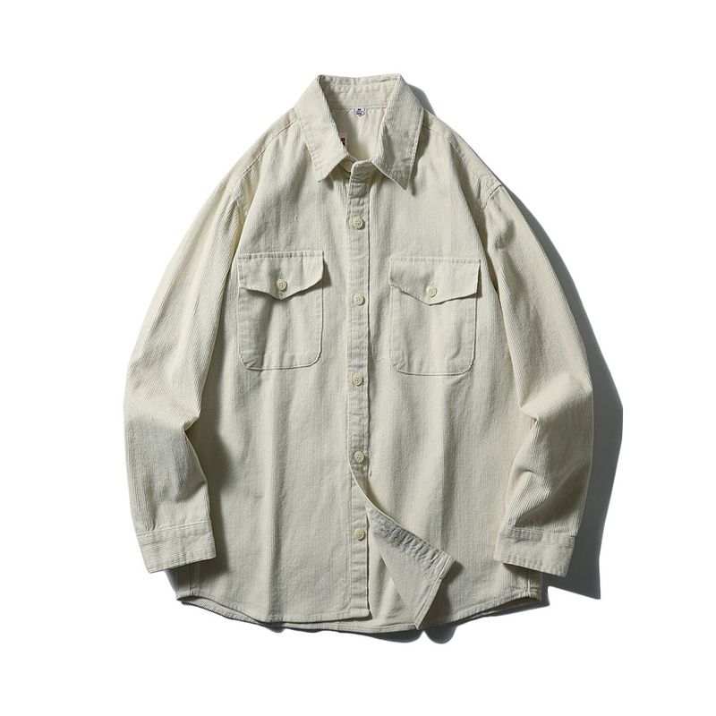 Japanese Retro Corduroy Long-Sleeve Work Shirt Jacket for Men, Autumn and Winter Casual Slim-Fit Foreign Trade Men's Shirt