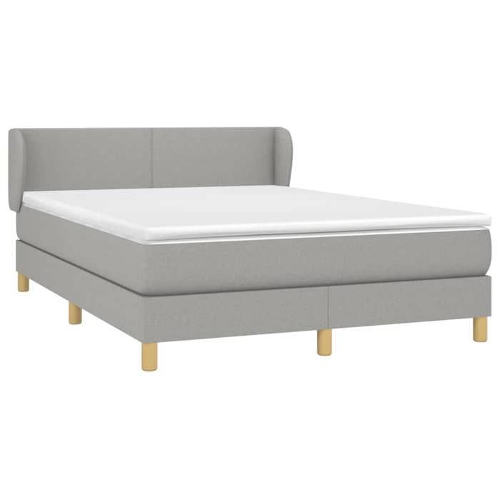 3126645 vidaXL Divan Bed with Mattress Light Grey 140x200cm Fabric