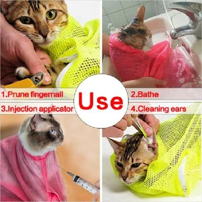 Mesh Cat Grooming Shower Bag Polyester Wash Mesh Bags Adjustable Cats Restraint Bag Prevent Scratching For Bathing Nail Trimming