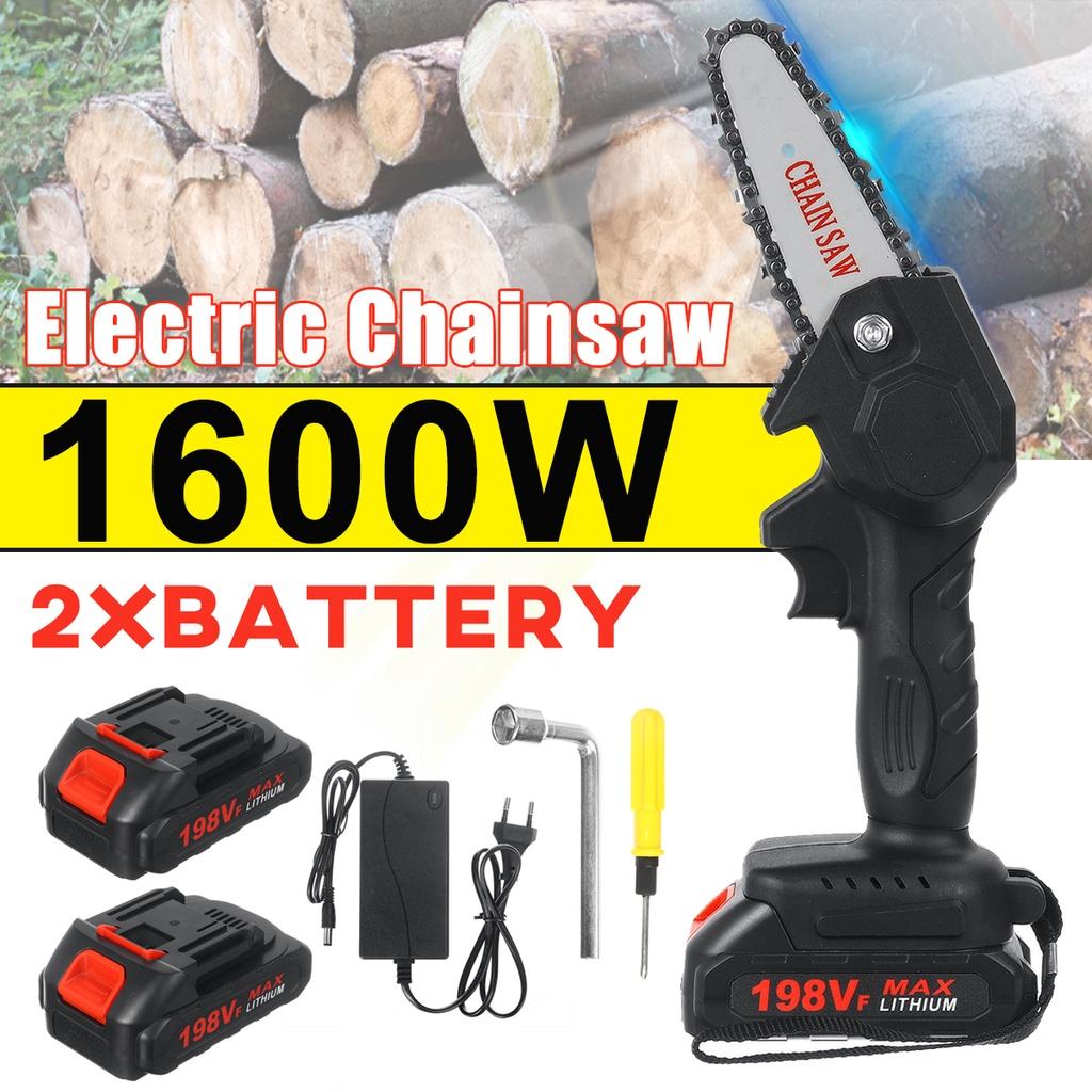 198VF 1600 W kabellose automatische Mini-Astkettensäge, elektrische Kettensägen, abnehmbarer Akku, Gartenstichsäge, Holzbearbeitungskettensäge