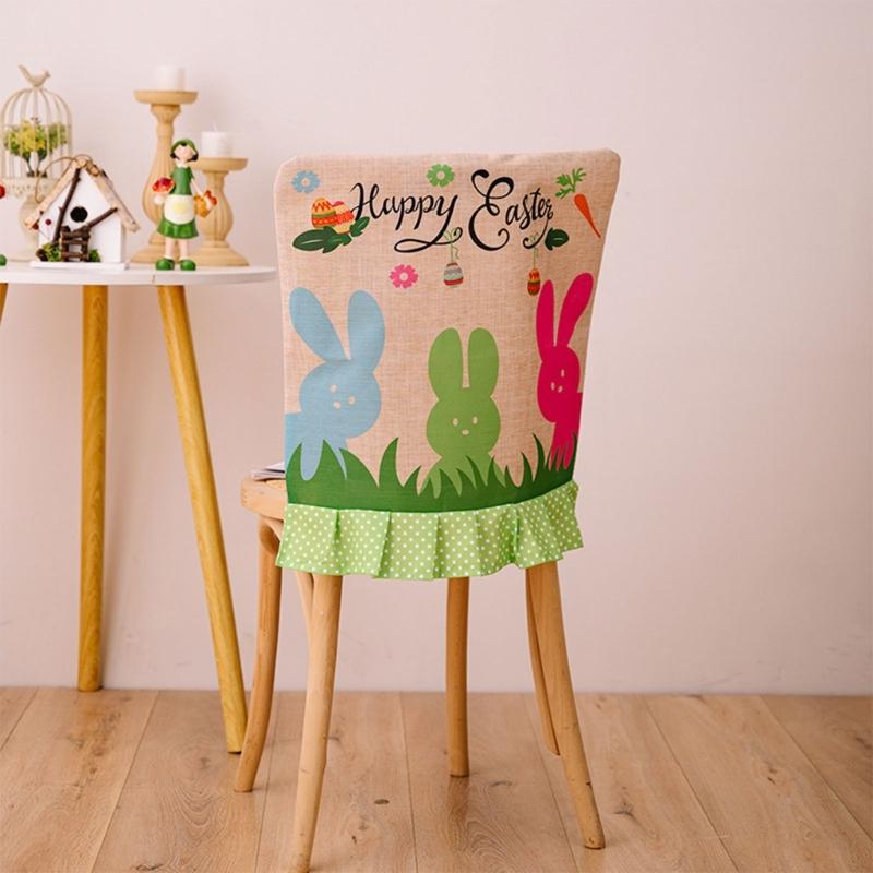 Easter Theme Chair Cover, Indoor Decorative Gnomes Cute Rabbit Pattern Chair Cover, Cute Cartoon Style Home Decorations