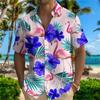 Summer Hawaiian 3D Animal Cranes Printing Shirts Palm Tree Graphic Short Shirts Men Fashion Harajuku Clothing Y2k Tops Blouses