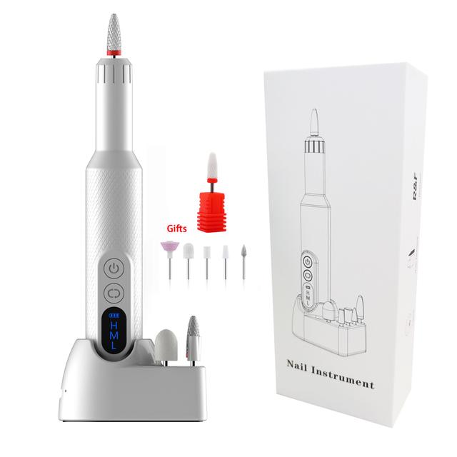 Портативная дрель для ногтей 18000 об/мин электрическая шлифовальная машинка для ногтей аккумуляторная беспроводная маникюрная машинка фрезерный станок полировальный инструмент
