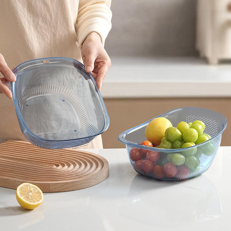 Kitchen Rice Washing Basin Vegetable Washing Basket Italic Plastic Large Capacity for Washing Fruits