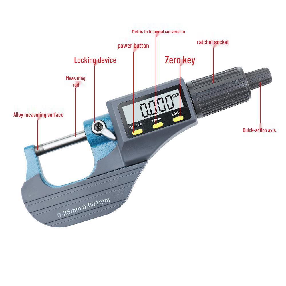 

Electronic High-Precision 0-25mm Micrometer Caliper with Digital Display
