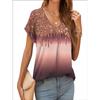 2026 New Summer Women T-shirt 3d Fashion Print Gradient Harajuku T Shirt Oversized Tee For Ladies Clothing New Short Sleeve V-Ne