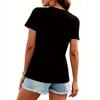 Camiseta com Estampa de Cabeça de Boi de Rodeio Tamanho Europeu, Camiseta Casual de Gola Redonda com Manga Curta, Roupa Feminina