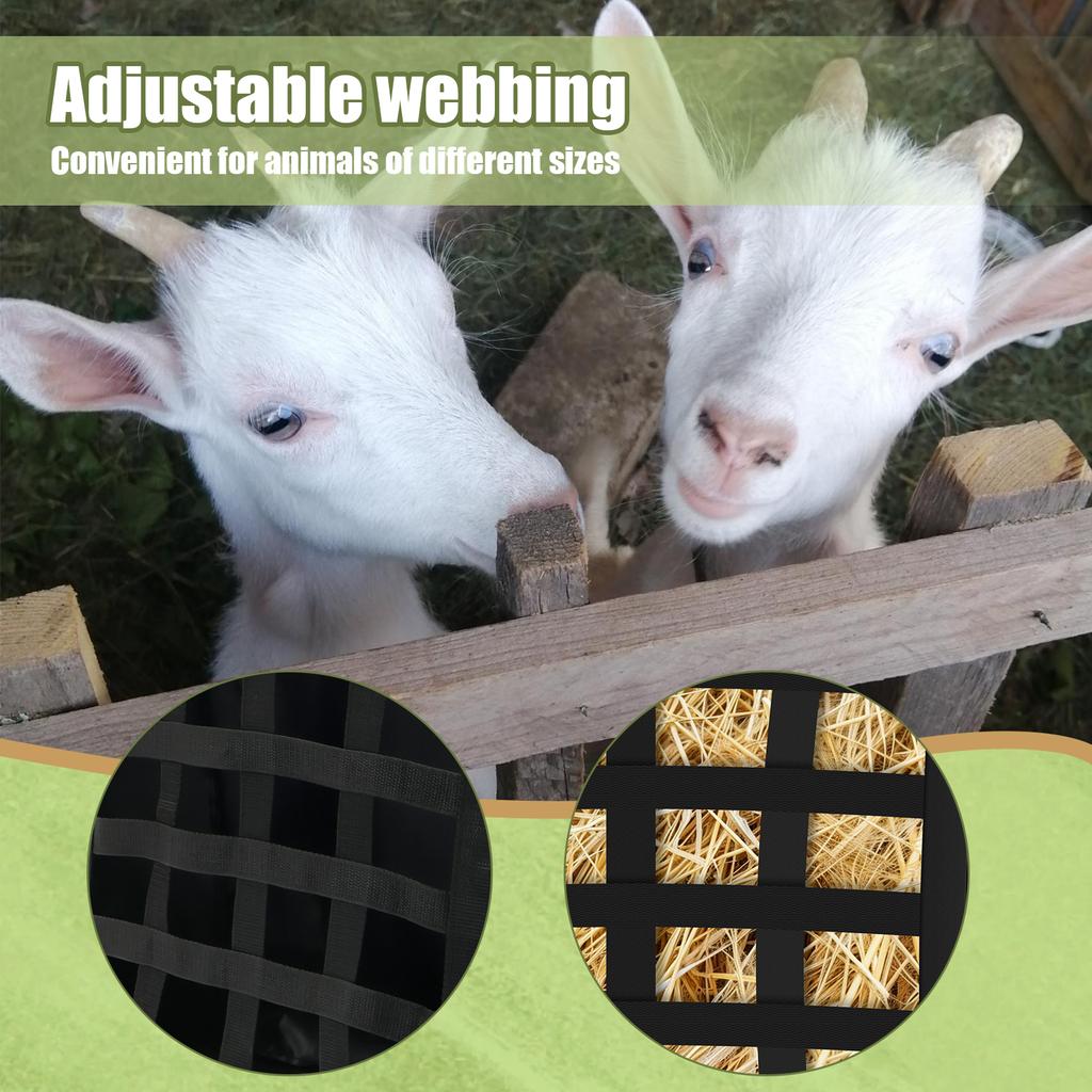 Horse Feed Hay Bag Hangable Double Sided Slow Feeding Hay Bag Large Capacity  for Goat Sheep Donkey Horse Farm Animal