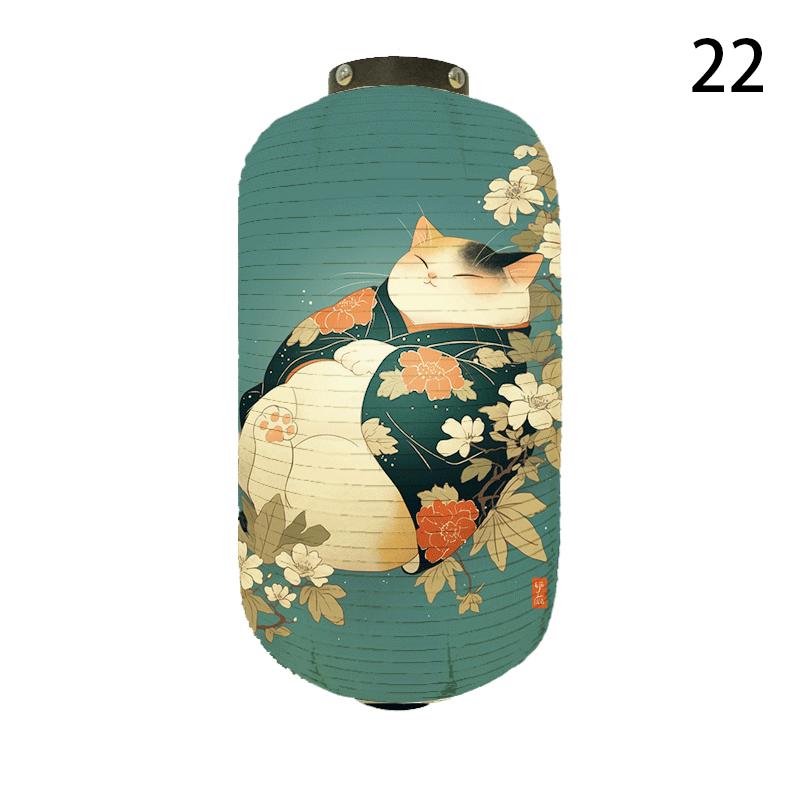 20x35cm Japanese Kimono Samurai Cat Art Pattern Lantern Restaurant Izakaya Cuisine Decor Advertising Sign Ukiyo-e Cloth Lanterns