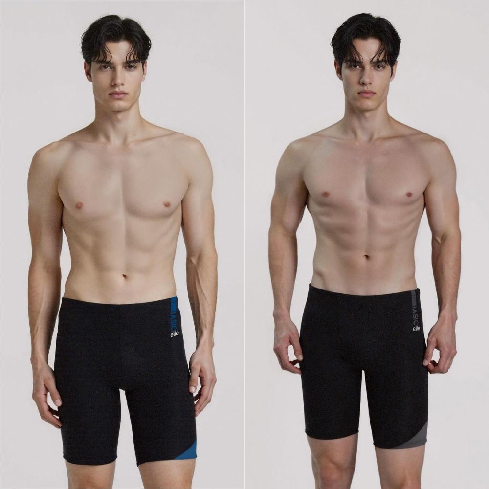 Beijigelleu Men'S Knee-Length Square Logo Indoor Swimsuit 4-Piece Set Bez-Z402