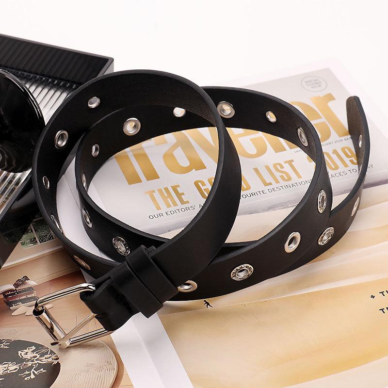 Punk style metal hollow belt fashion niche pin buckle women's belt non-punching decorative jeans belt women
