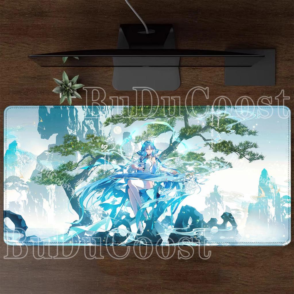 Anime Sexy Girl Qingxiao Wuthering Waves WuWa Mousepad PC Gaming Keyboard Large Non-slip Base Rubber Desk Mat HD Printing Carpet