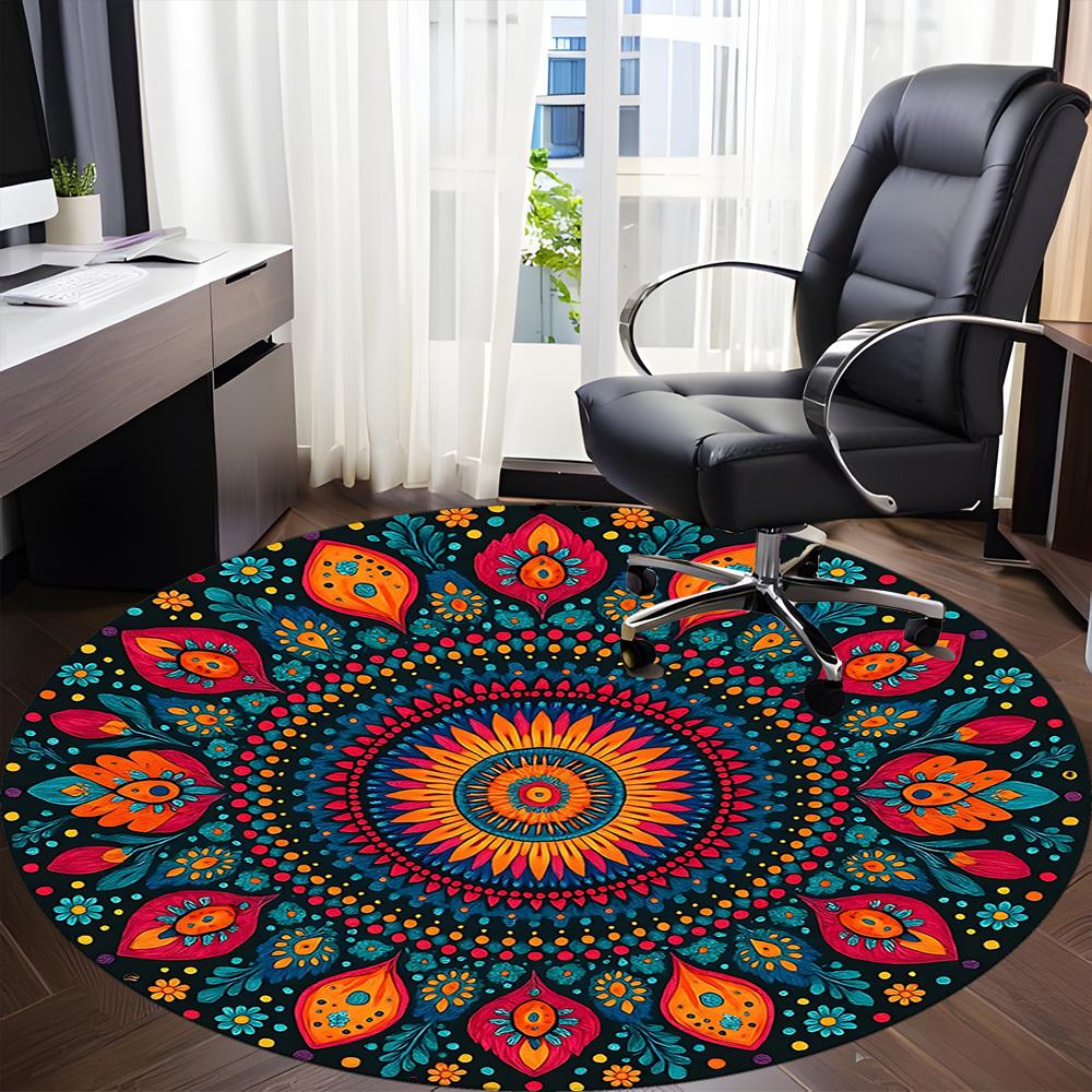 1PC Mandala Artwork Chair Carpet for Office Non-Slip, Lightweight, Machine Washable Rug for Office, Sleeping, Room - Holiday Decoryy251009140