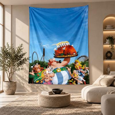 Decorative Tapestry,Asterix & Obelix Printed Wall Art, Lightweight Wall Hanging For Bedroom Background